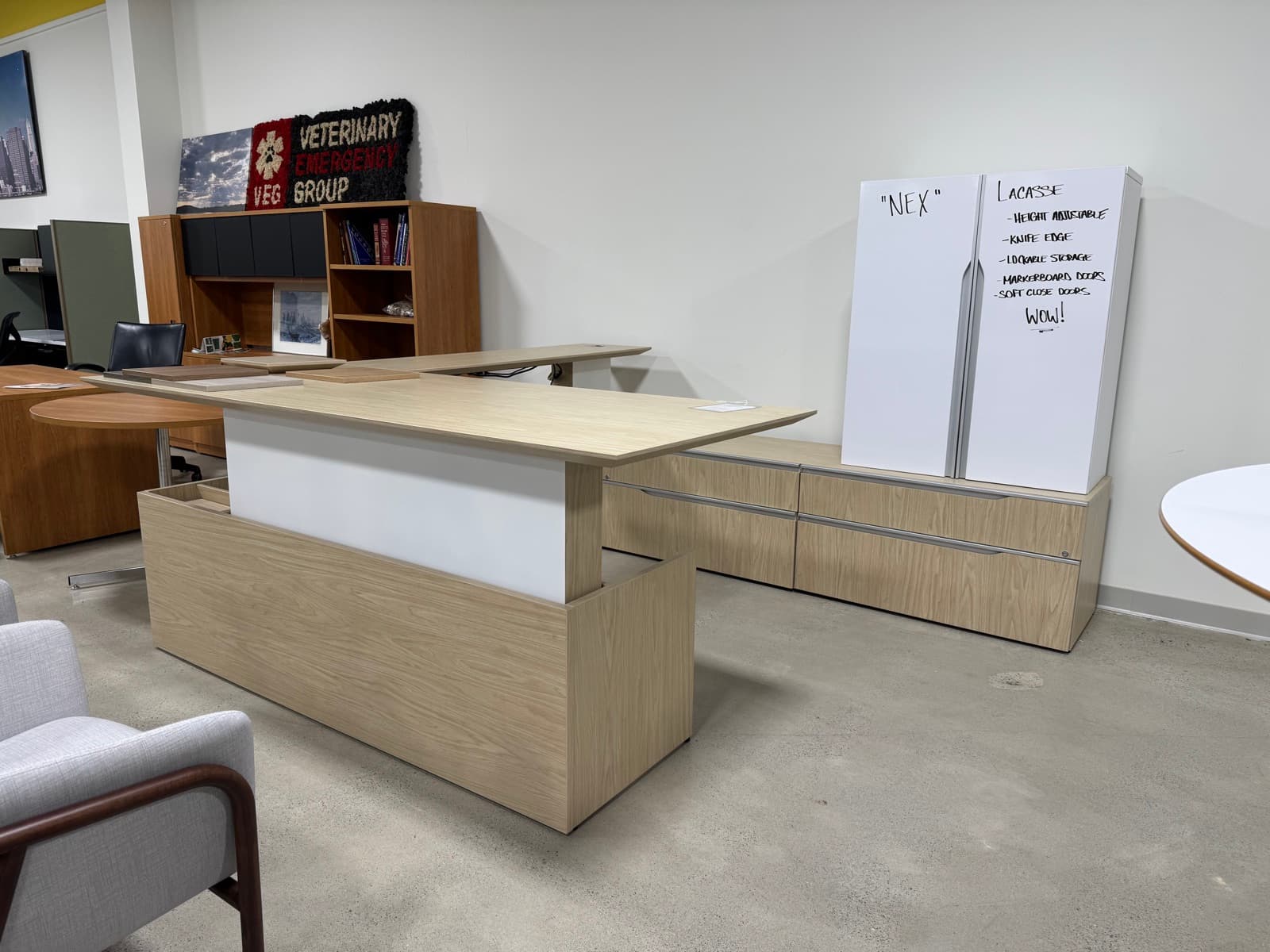 Oak Sit-Stand L-Desk