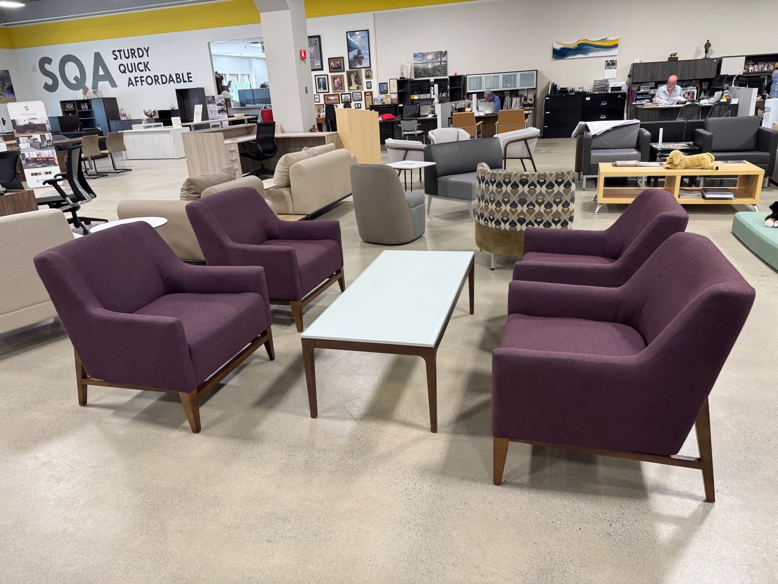 Plum Lounge Chairs & Coffee Table