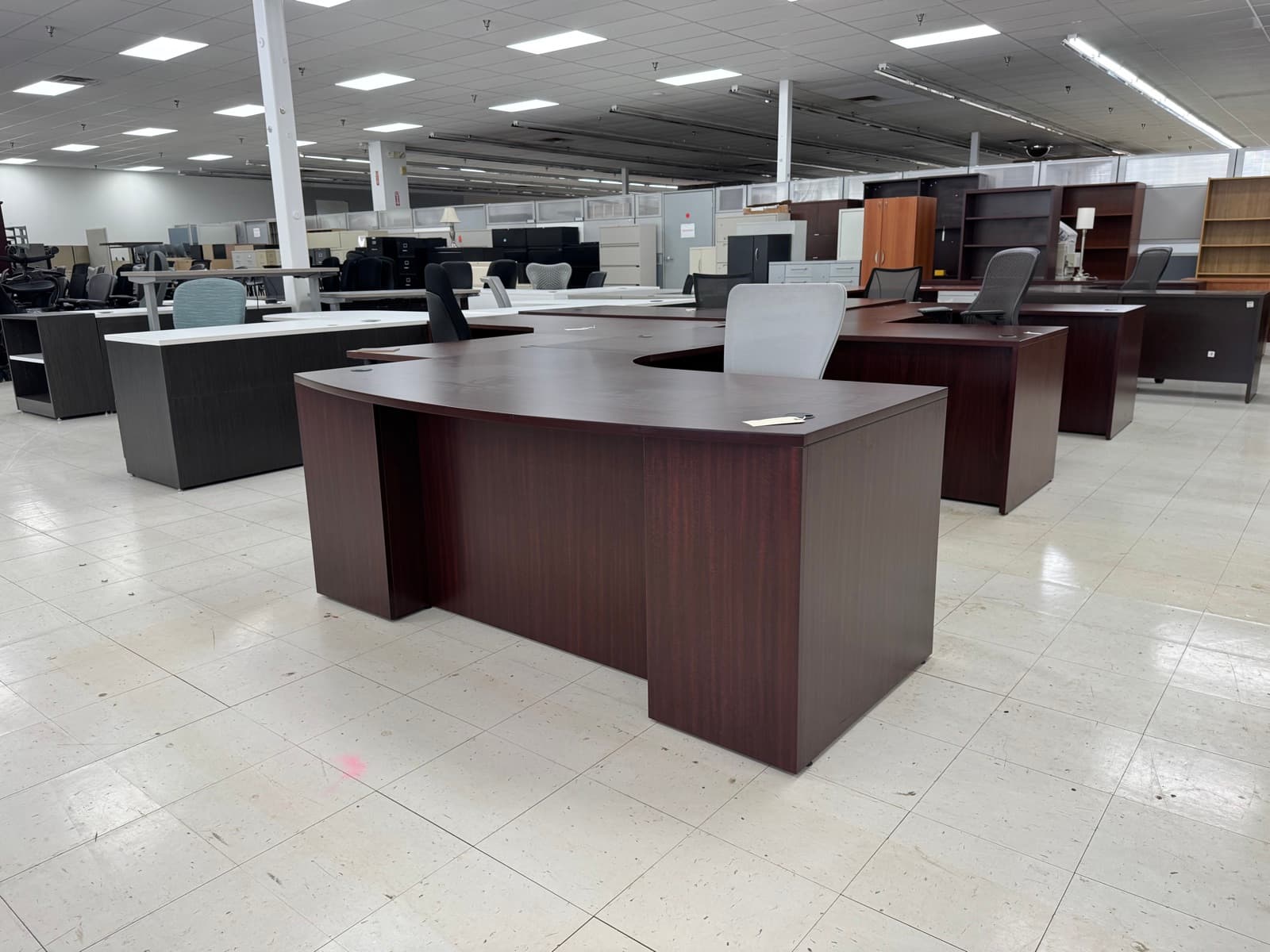 Espresso Bow-Front Executive L-Desk