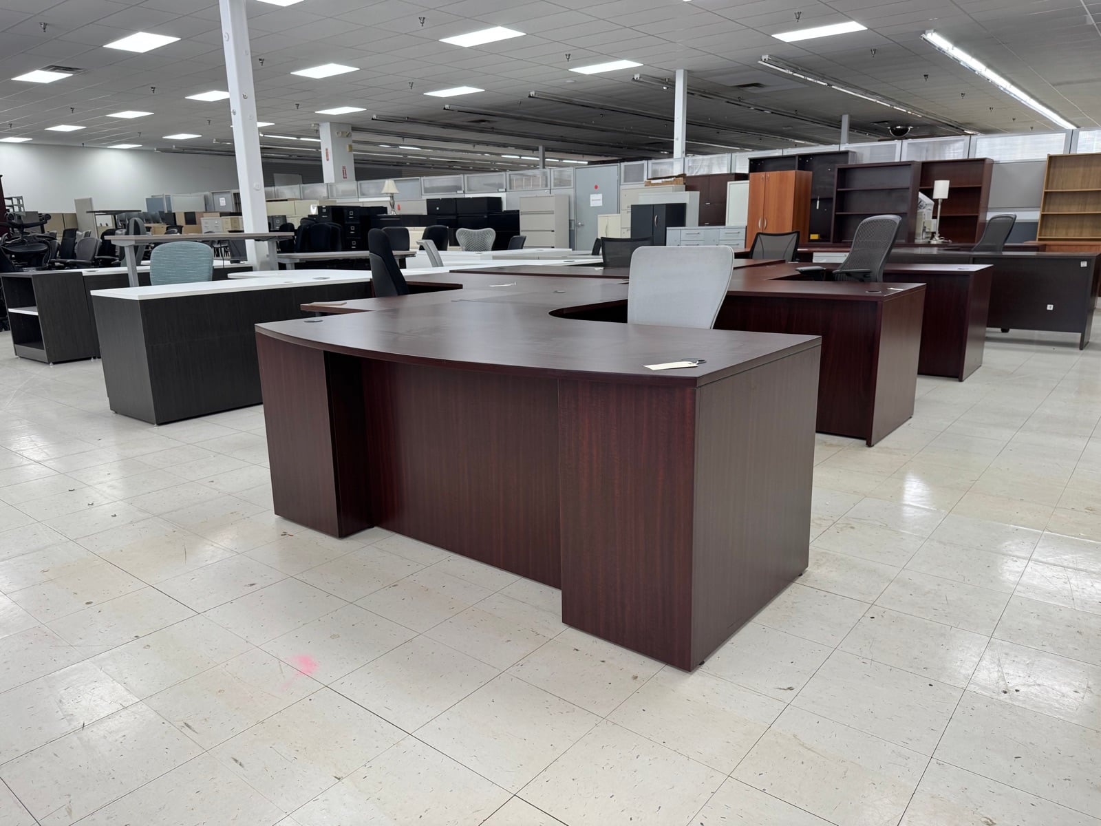 Espresso Bow-Front Executive L-Desk