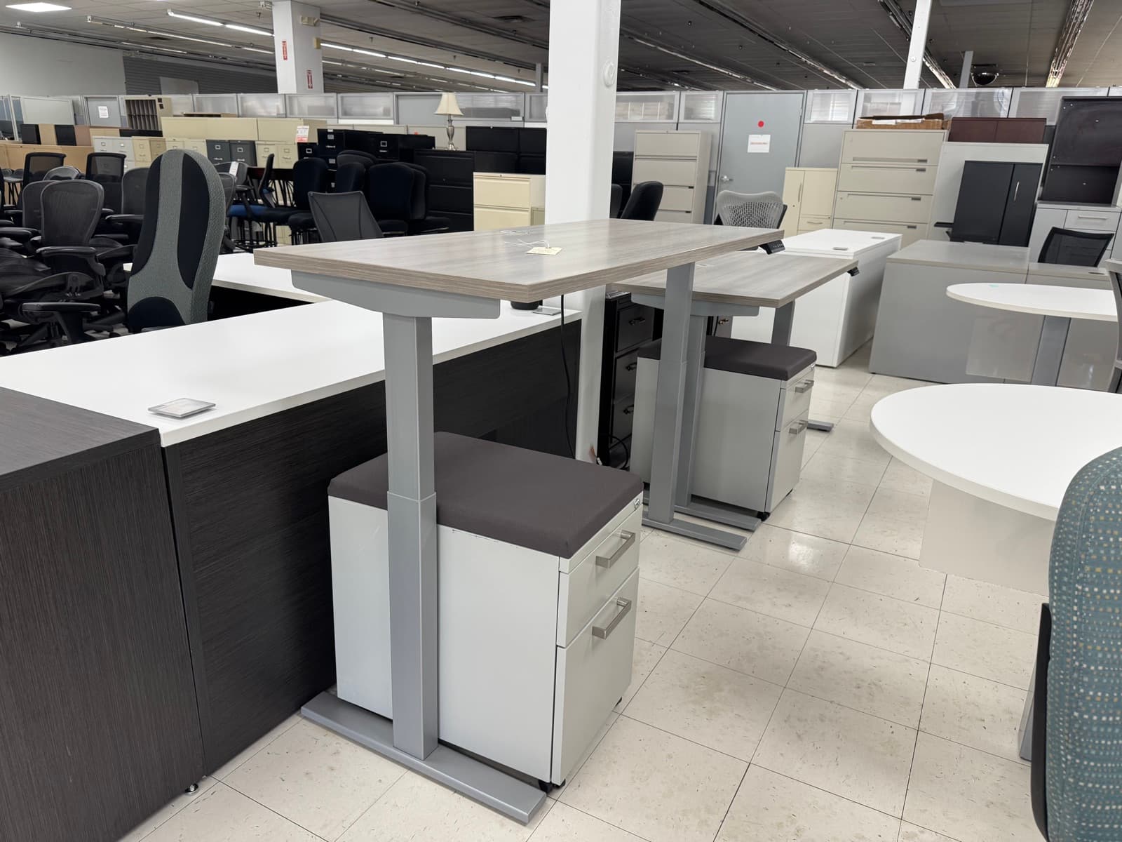 Grey-Oak Sit-Stand Desks